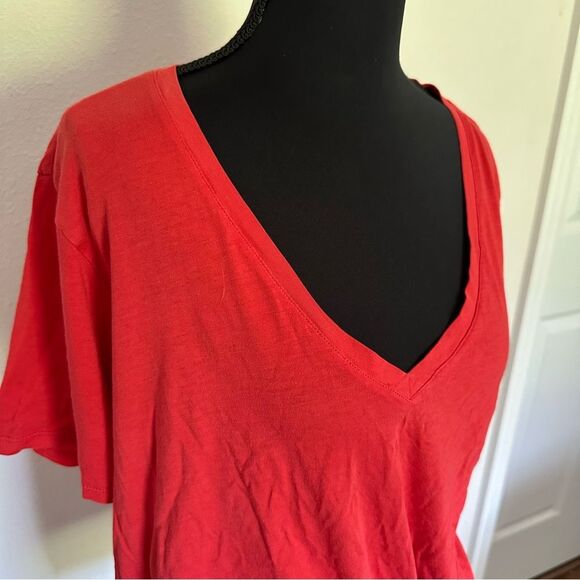 Express Red Orange Women’s Short Sleeve T-Shirt with Knot Detail - Picture 5 of 8